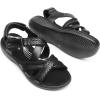 DREAM PAIRS Women’s Arch Support Sandals Comfortable Open Toe Dress Flats Walking Sandals For Summer(All Black)