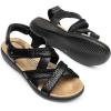 DREAM PAIRS Women’s Arch Support Sandals Comfortable Open Toe Dress Flats Walking Sandals For Summer(Black)