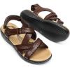 DREAM PAIRS Women’s Arch Support Sandals Comfortable Open Toe Dress Flats Walking Sandals For Summer(Brown)