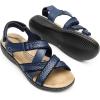 DREAM PAIRS Women’s Arch Support Sandals Comfortable Open Toe Dress Flats Walking Sandals For Summer(Navy)