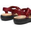 DREAM PAIRS Women’s Arch Support Sandals Comfortable Open Toe Dress Flats Walking Sandals For Summer(Red)