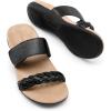 DREAM PAIRS Women’s Arch Support Slides Flat Sandals Soft Cushion Slippers With Adjustable Straps(Black)