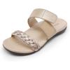 DREAM PAIRS Women’s Arch Support Slides Flat Sandals Soft Cushion Slippers With Adjustable Straps(Gold)