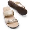 DREAM PAIRS Women’s Arch Support Slides Flat Sandals Soft Cushion Slippers With Adjustable Straps(Gold)