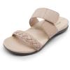 DREAM PAIRS Women’s Arch Support Slides Flat Sandals Soft Cushion Slippers With Adjustable Straps(Nude)