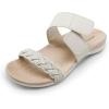 DREAM PAIRS Women’s Arch Support Slides Flat Sandals Soft Cushion Slippers With Adjustable Straps(White)