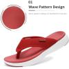 DREAM PAIRS Women’s Arch Support Soft Cushion Flip Flops Thong Sandals(Red)