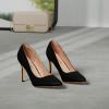 DREAM PAIRS Women’s Closed Toe High Heels Dress Pointed Toe Wedding Pump Shoes(Black/Pu)