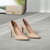 DREAM PAIRS Women’s Closed Toe High Heels Dress Pointed Toe Wedding Pump Shoes(Nude/Nubuck)