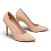 DREAM PAIRS Women’s Closed Toe High Heels Dress Pointed Toe Wedding Pump Shoes(Nude/Nubuck)