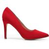 DREAM PAIRS Women’s Closed Toe High Heels Dress Pointed Toe Wedding Pump Shoes(Red/Suede)