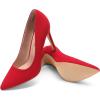 DREAM PAIRS Women’s Closed Toe High Heels Dress Pointed Toe Wedding Pump Shoes(Red/Suede)