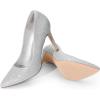 DREAM PAIRS Women’s Closed Toe High Heels Dress Pointed Toe Wedding Pump Shoes(Silver/Glitter)