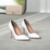 DREAM PAIRS Women’s Closed Toe High Heels Dress Pointed Toe Wedding Pump Shoes(White/Pu)