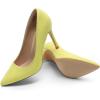 DREAM PAIRS Women’s Closed Toe High Heels Dress Pointed Toe Wedding Pump Shoes(Yellow/Suede)