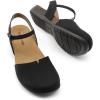 DREAM PAIRS Women’s Closed Toe Sandals Arch Support Comfort Cork Footbed Flat Sandals Summer Shoes(Black)