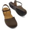 DREAM PAIRS Women’s Closed Toe Sandals Arch Support Comfort Cork Footbed Flat Sandals Summer Shoes(Dark Brown)