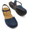 DREAM PAIRS Women’s Closed Toe Sandals Arch Support Comfort Cork Footbed Flat Sandals Summer Shoes(Navy)
