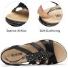 DREAM PAIRS Women’s Comfortable Arch Support Dressy Flat Sandals Elastic Open Toe Walking Shoes for Summer(Black)