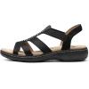DREAM PAIRS Women’s Comfortable Arch Support Dressy Flat Sandals Elastic Open Toe Walking Shoes for Summer(Black)