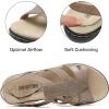DREAM PAIRS Women’s Comfortable Arch Support Dressy Flat Sandals Elastic Open Toe Walking Shoes for Summer(Bronze)