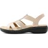 DREAM PAIRS Women’s Comfortable Arch Support Dressy Flat Sandals Elastic Open Toe Walking Shoes for Summer(Gold)