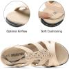 DREAM PAIRS Women’s Comfortable Arch Support Dressy Flat Sandals Elastic Open Toe Walking Shoes for Summer(Gold)