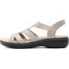 DREAM PAIRS Women’s Comfortable Arch Support Dressy Flat Sandals Elastic Open Toe Walking Shoes for Summer(Nude)