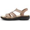 DREAM PAIRS Women’s Comfortable Arch Support Dressy Flat Sandals Elastic Open Toe Walking Shoes for Summer(Taupe)