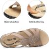 DREAM PAIRS Women’s Comfortable Arch Support Dressy Flat Sandals Elastic Open Toe Walking Shoes for Summer(Taupe)