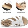 DREAM PAIRS Women’s Comfortable Arch Support Dressy Flat Sandals Elastic Open Toe Walking Shoes for Summer(White)