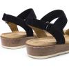 DREAM PAIRS Women’s Comfortable Dressy Cork Low Wedge Heels Cute Summer One Band Casual Flat Sandals with Adjustable Ankle Strap(Black)
