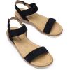 DREAM PAIRS Women’s Comfortable Dressy Cork Low Wedge Heels Cute Summer One Band Casual Flat Sandals with Adjustable Ankle Strap(Black)