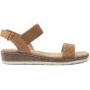 DREAM PAIRS Women’s Comfortable Dressy Cork Low Wedge Heels Cute Summer One Band Casual Flat Sandals with Adjustable Ankle Strap(Camel)