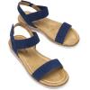 DREAM PAIRS Women’s Comfortable Dressy Cork Low Wedge Heels Cute Summer One Band Casual Flat Sandals with Adjustable Ankle Strap(Navy)