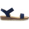 DREAM PAIRS Women’s Comfortable Dressy Cork Low Wedge Heels Cute Summer One Band Casual Flat Sandals with Adjustable Ankle Strap(Navy)