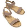 DREAM PAIRS Women’s Comfortable Dressy Cork Low Wedge Heels Cute Summer One Band Casual Flat Sandals with Adjustable Ankle Strap(Taupe)