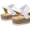 DREAM PAIRS Women’s Comfortable Dressy Cork Low Wedge Heels Cute Summer One Band Casual Flat Sandals with Adjustable Ankle Strap(White)
