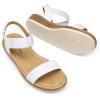 DREAM PAIRS Women’s Comfortable Dressy Cork Low Wedge Heels Cute Summer One Band Casual Flat Sandals with Adjustable Ankle Strap(White)