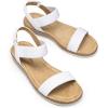 DREAM PAIRS Women’s Comfortable Dressy Cork Low Wedge Heels Cute Summer One Band Casual Flat Sandals with Adjustable Ankle Strap(White)