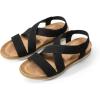 DREAM PAIRS Women’s Comfortable Low Wedge Sandals, Open Toe Slip On Strappy Flat Sandals Light-weight Summer Shoes(Black)