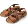 DREAM PAIRS Women’s Comfortable Low Wedge Sandals, Open Toe Slip On Strappy Flat Sandals Light-weight Summer Shoes(Brown)