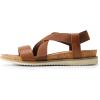 DREAM PAIRS Women’s Comfortable Low Wedge Sandals, Open Toe Slip On Strappy Flat Sandals Light-weight Summer Shoes(Brown)