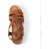 DREAM PAIRS Women’s Comfortable Low Wedge Sandals, Open Toe Slip On Strappy Flat Sandals Light-weight Summer Shoes(Brown)