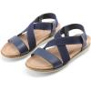 DREAM PAIRS Women’s Comfortable Low Wedge Sandals, Open Toe Slip On Strappy Flat Sandals Light-weight Summer Shoes(Navy)