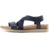 DREAM PAIRS Women’s Comfortable Low Wedge Sandals, Open Toe Slip On Strappy Flat Sandals Light-weight Summer Shoes(Navy)