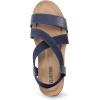 DREAM PAIRS Women’s Comfortable Low Wedge Sandals, Open Toe Slip On Strappy Flat Sandals Light-weight Summer Shoes(Navy)
