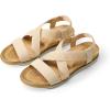 DREAM PAIRS Women’s Comfortable Low Wedge Sandals, Open Toe Slip On Strappy Flat Sandals Light-weight Summer Shoes(Nude)