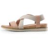 DREAM PAIRS Women’s Comfortable Low Wedge Sandals, Open Toe Slip On Strappy Flat Sandals Light-weight Summer Shoes(Nude/White)