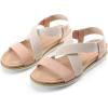 DREAM PAIRS Women’s Comfortable Low Wedge Sandals, Open Toe Slip On Strappy Flat Sandals Light-weight Summer Shoes(Nude/White)